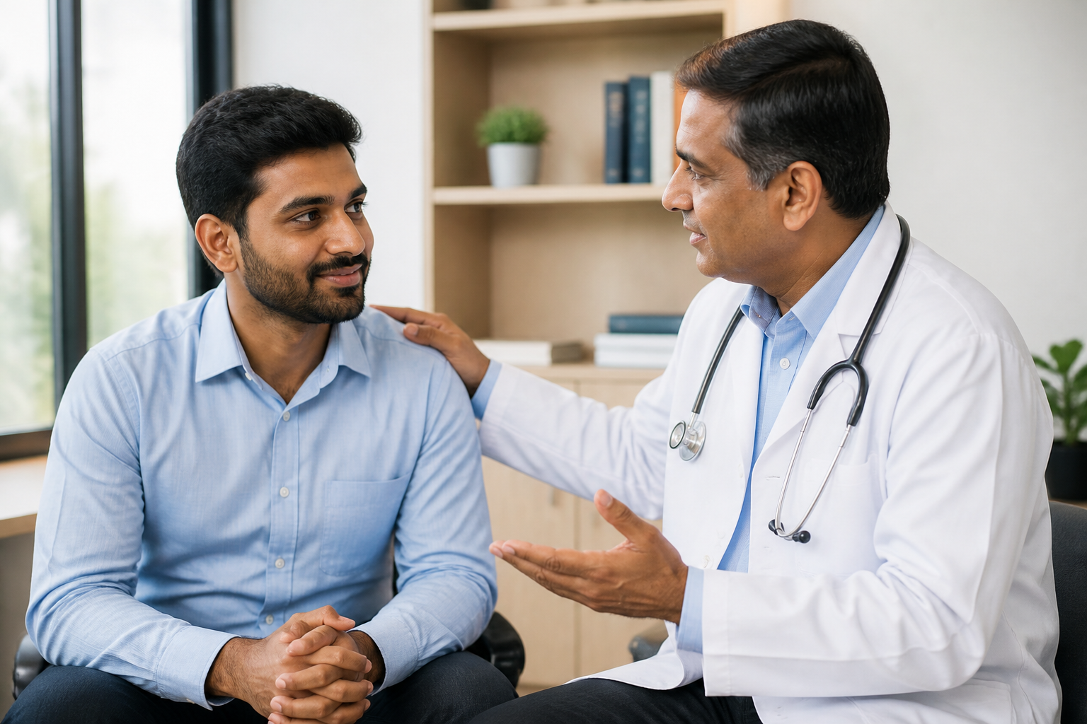 Patient receiving guidance after a new diagnosis